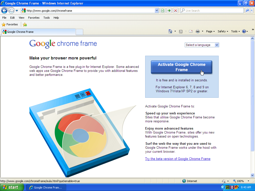 what is google chrome frame in internet explorer